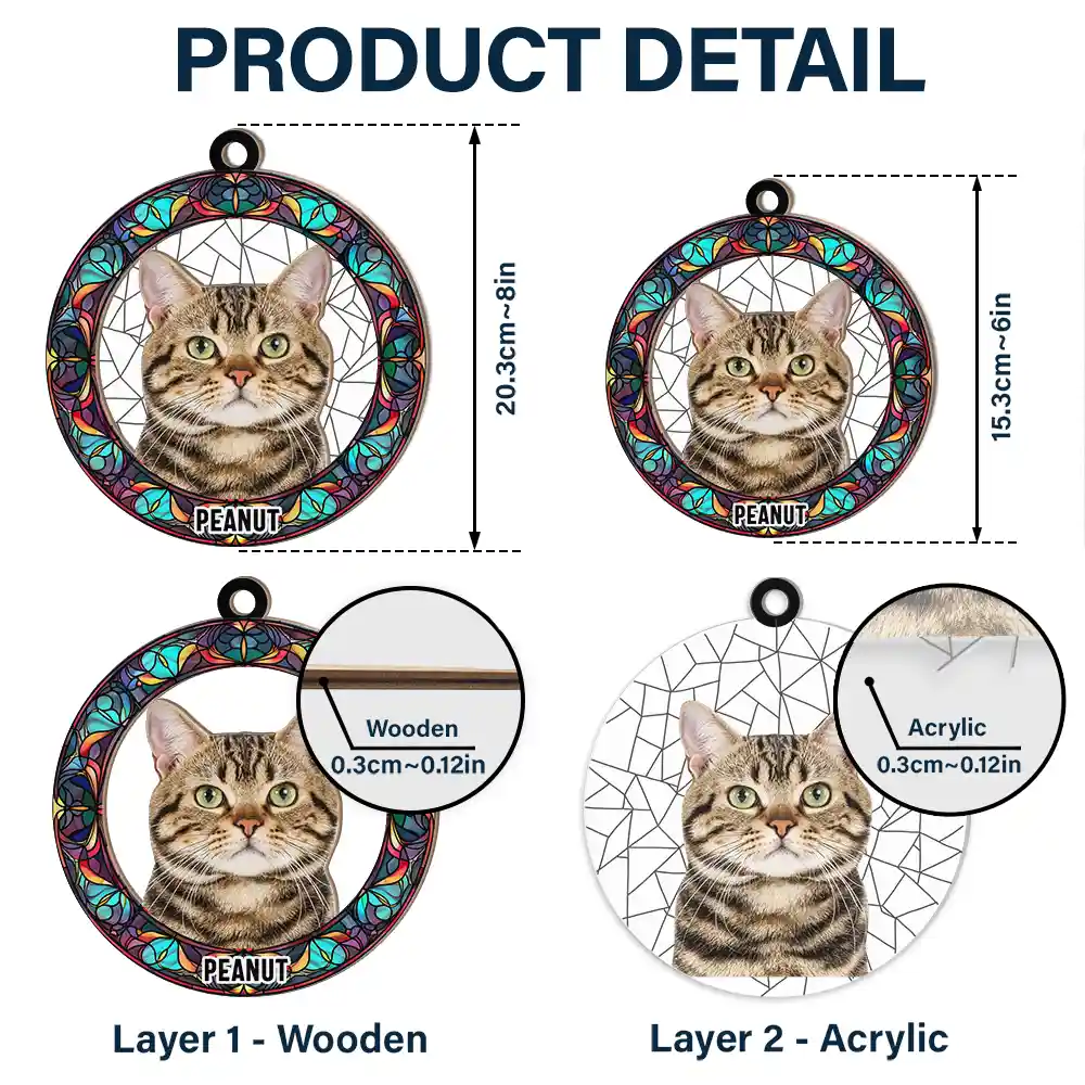 Custom Photo Dog Cat Portrait - Personalized Window Hanging Suncatcher Ornament - Image 6