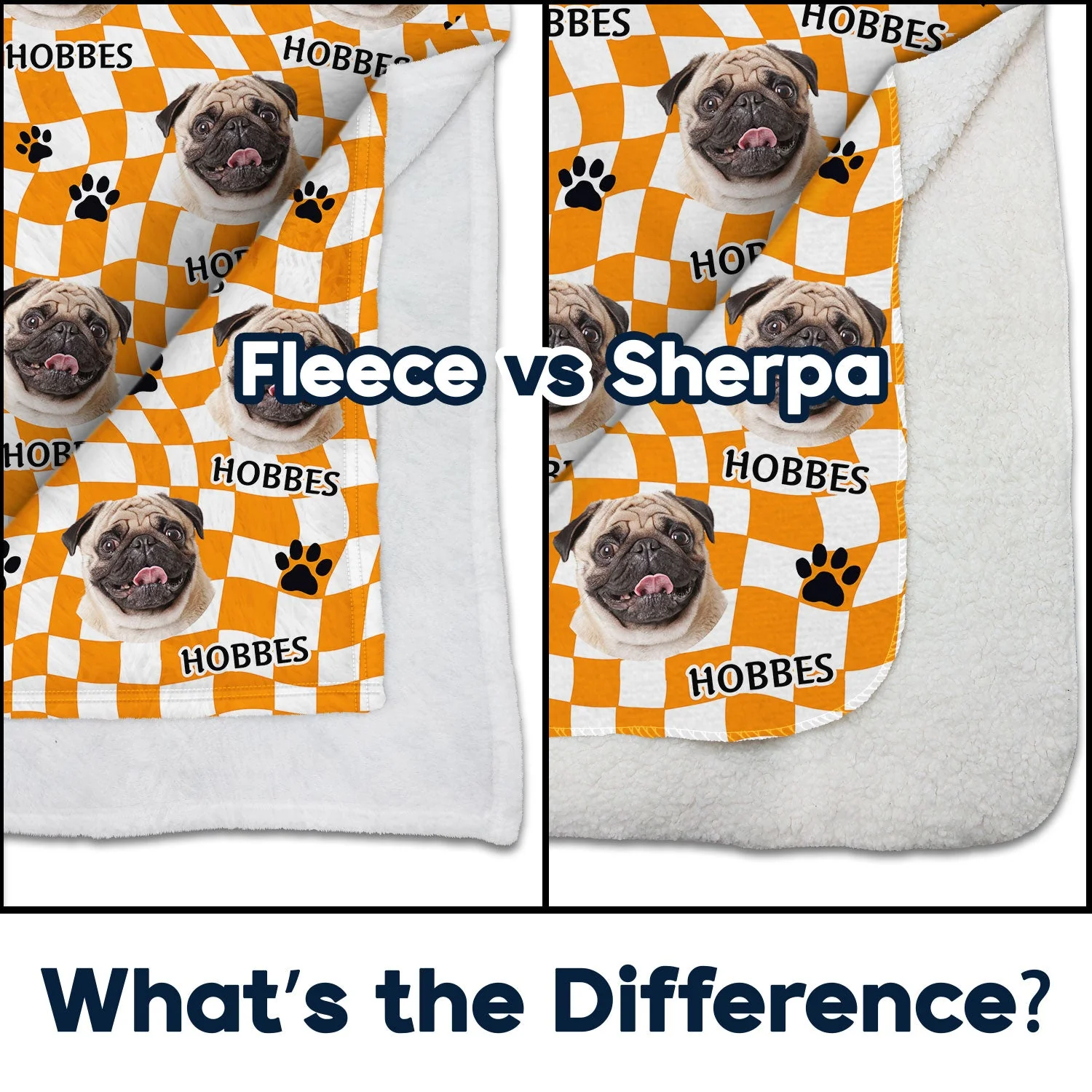 Custom Photo Dog Cat Retro Checkered Background - Gift For Pet Lovers - Personalized Fleece Blanket - Image 5