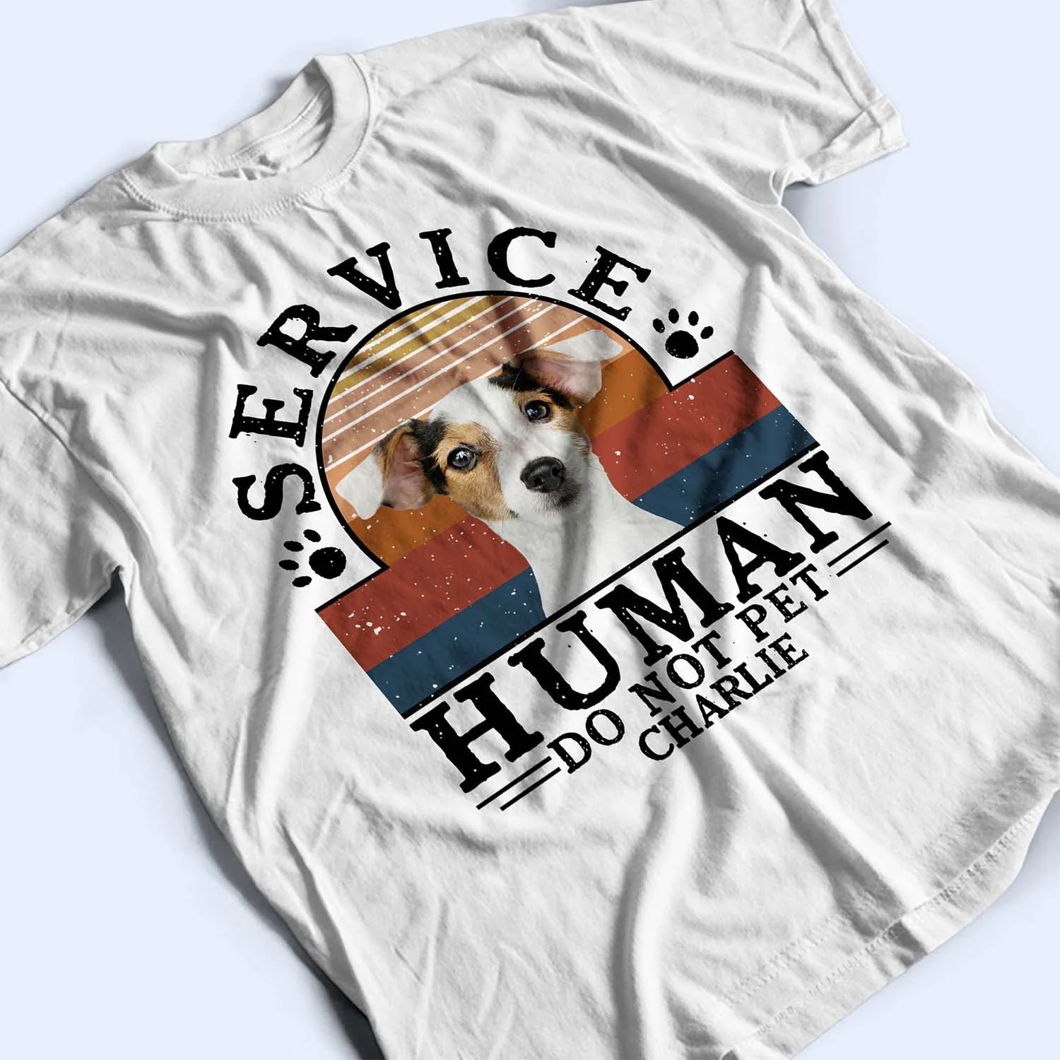 Custom Photo Dog Cat Service Human Do Not Pet - Gift For Dog Lovers And Cat Lovers - Personalized Custom T Shirt - Image 3