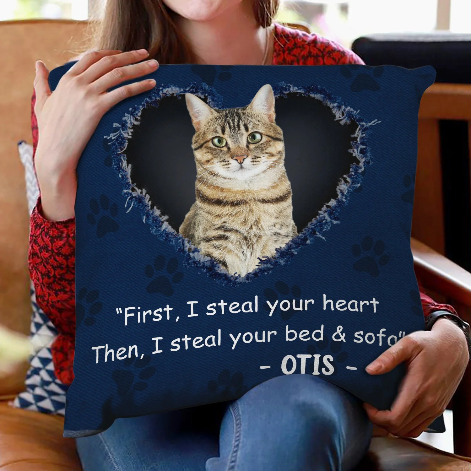 Custom Photo Dog Cat Steal Your Heart - Gift For Pet Lovers - Personalized Pillow - Image 3
