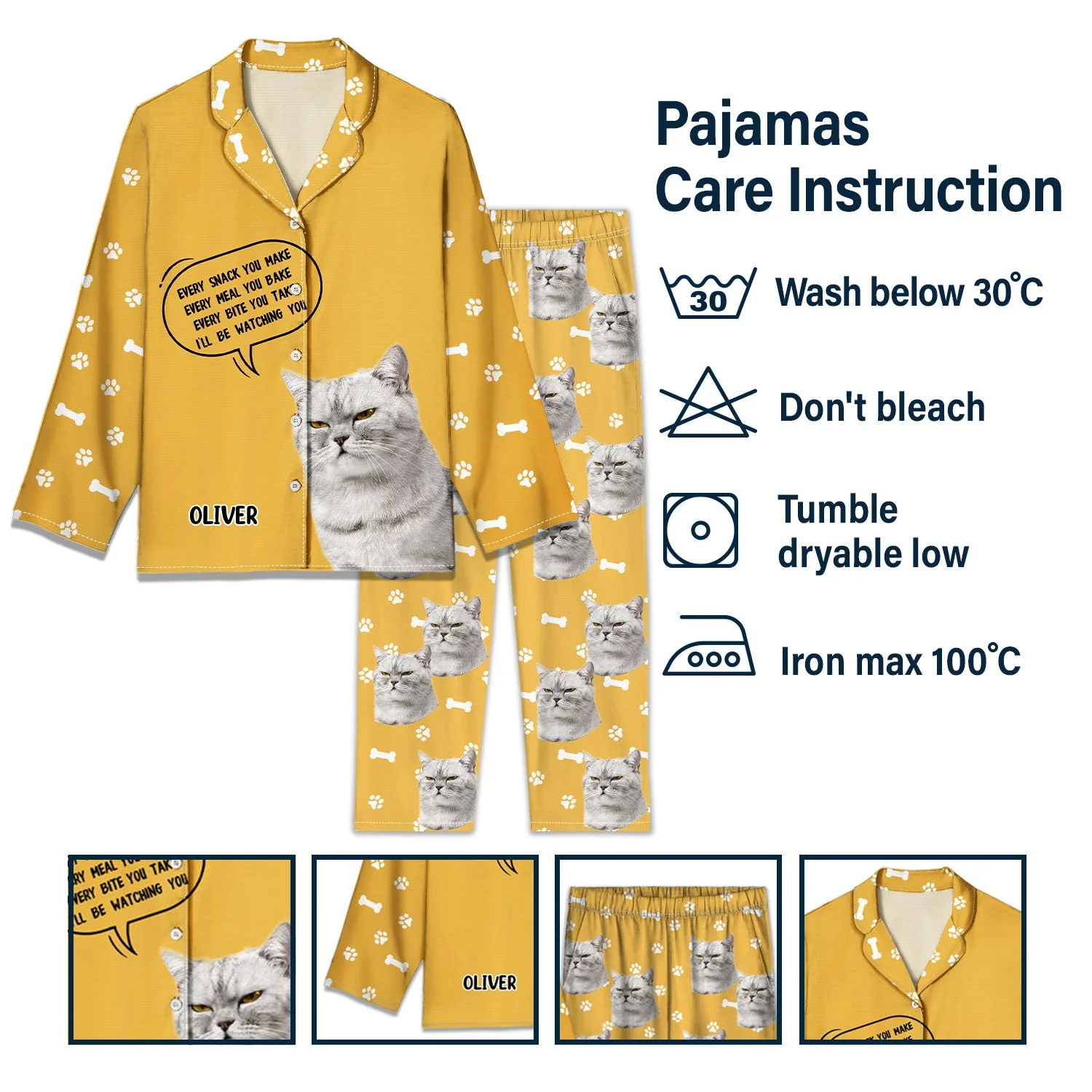 Custom Photo Dog Cat Watching You - Gift For Pet Lovers - Personalized Long Pajamas Set - Image 7