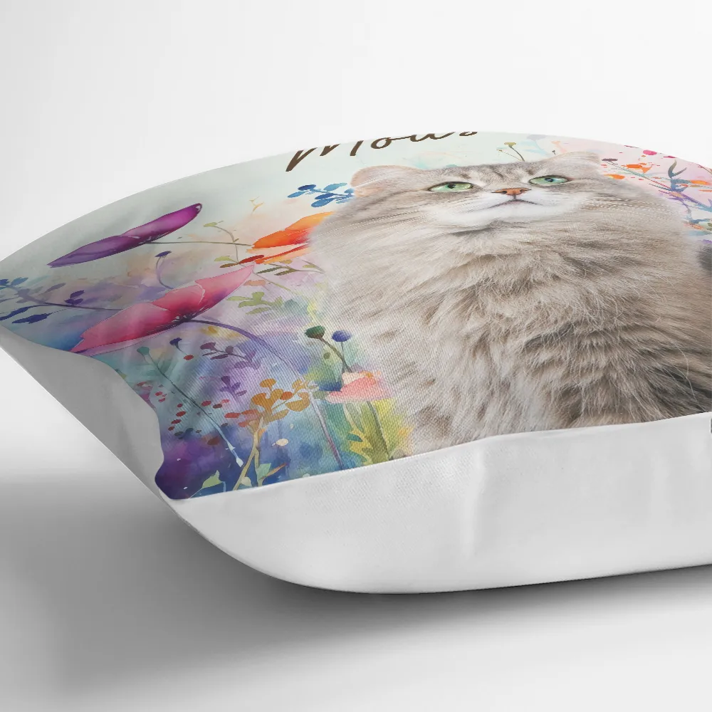 Custom Photo Dog Cat Watercolor Wildflowers - Personalized Pillow - Image 4