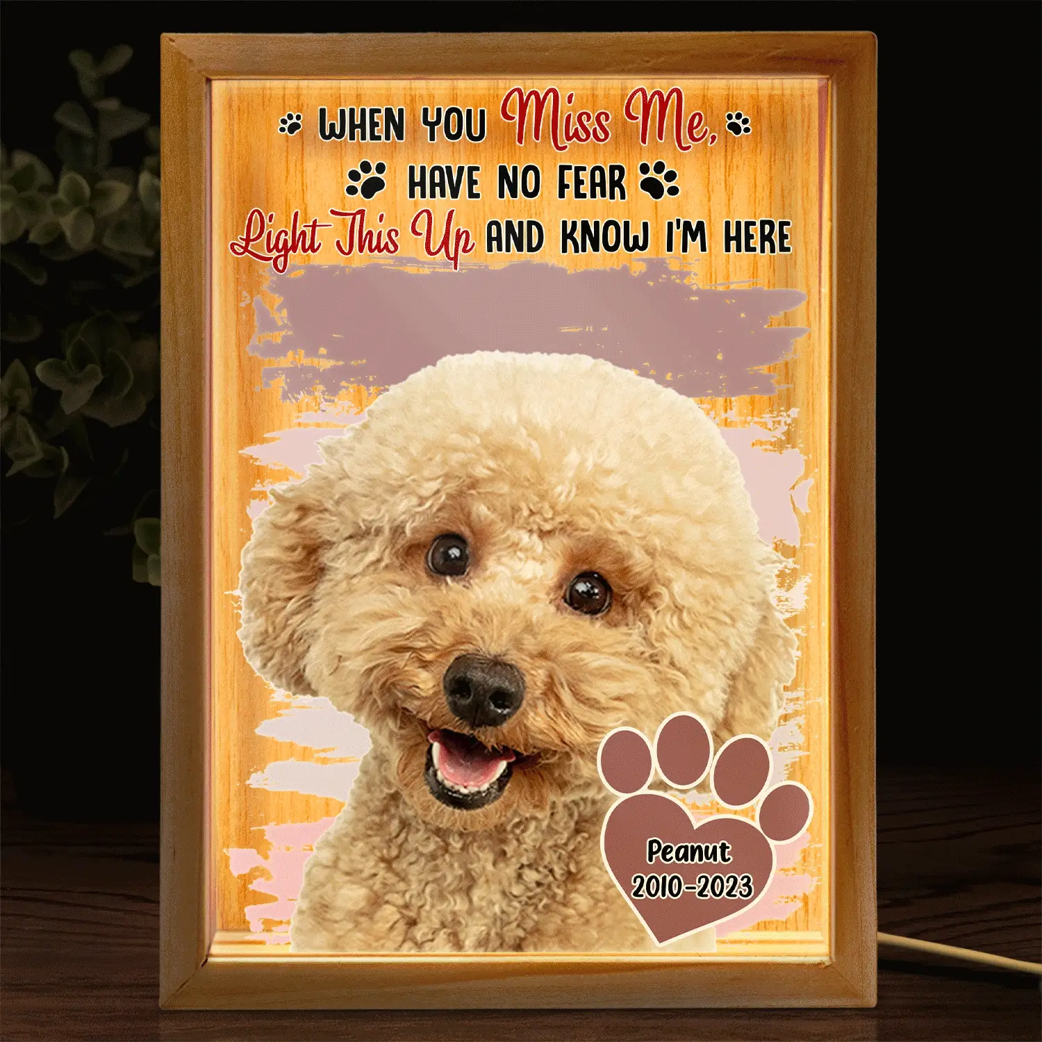 Custom Photo Dog Cat When You Miss Me - Sympathy Gift, Memorial Gift For Pet Lovers - Personalized Picture Frame Light Box - Image 3