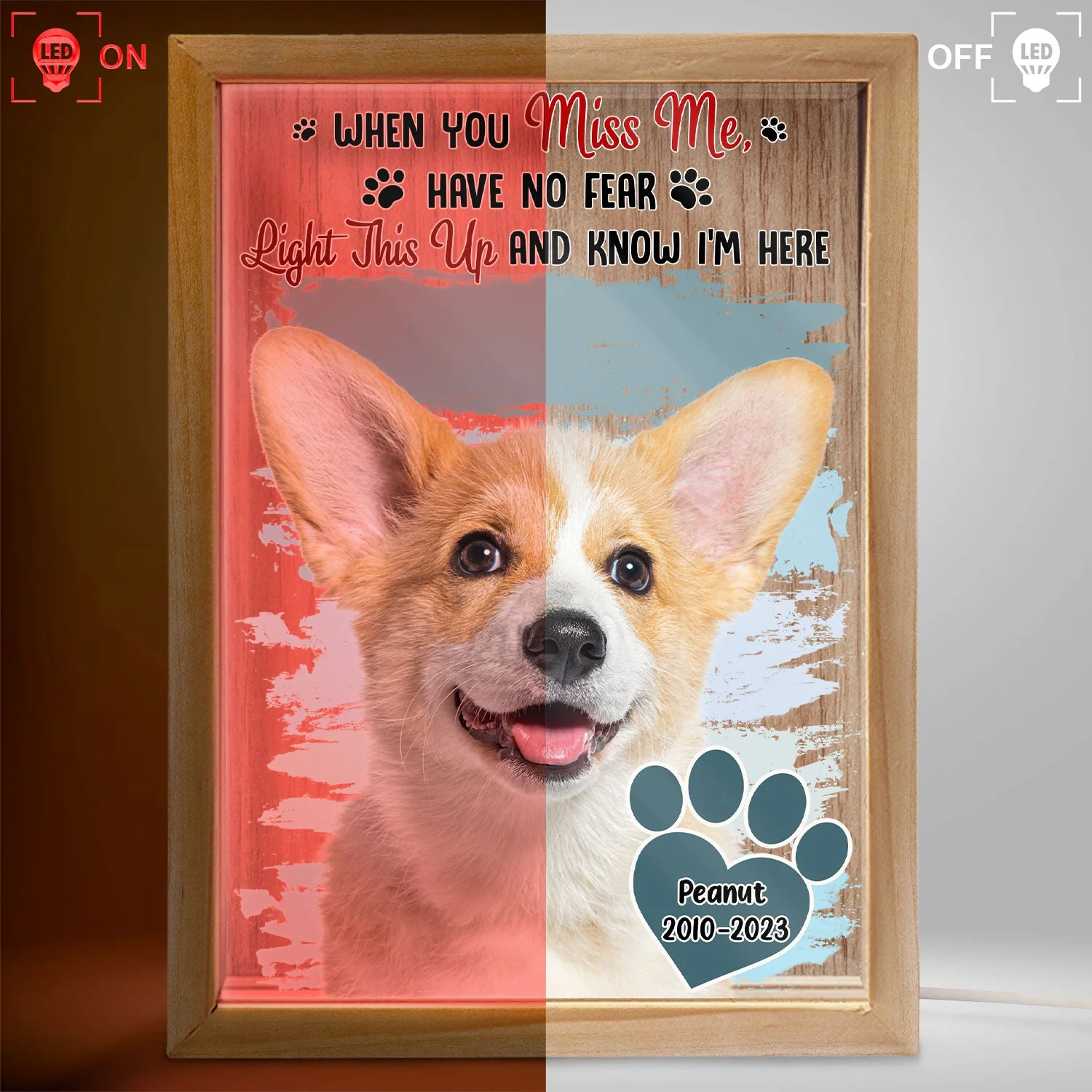 Custom Photo Dog Cat When You Miss Me - Sympathy Gift, Memorial Gift For Pet Lovers - Personalized Picture Frame Light Box - Image 4