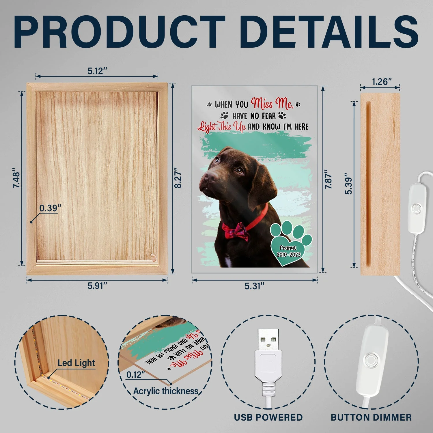 Custom Photo Dog Cat When You Miss Me - Sympathy Gift, Memorial Gift For Pet Lovers - Personalized Picture Frame Light Box - Image 6