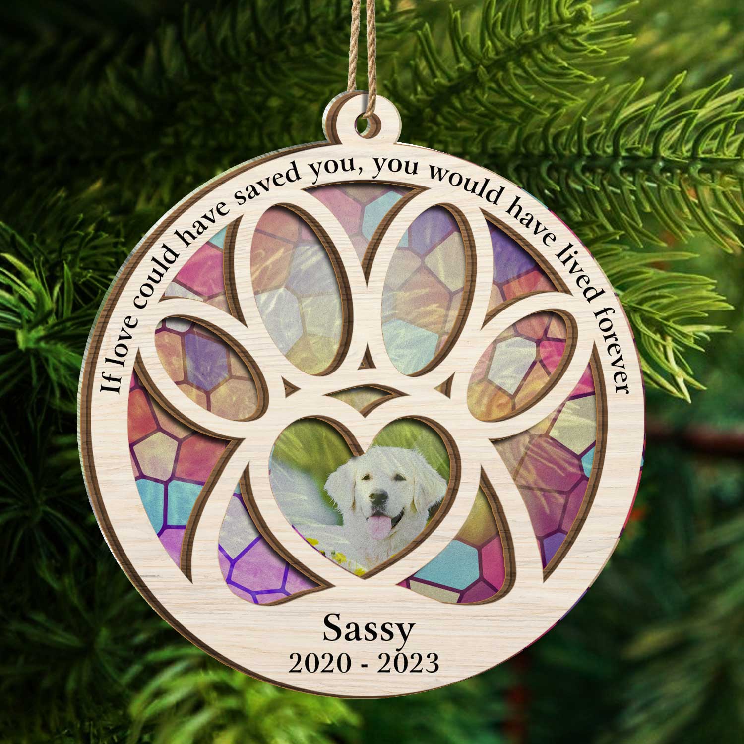 Custom Photo Dog Cat You Would Have Lived Forever - Pet Memorial Gift, Christmas Decor - Personalized Suncatcher Ornament - Image 3