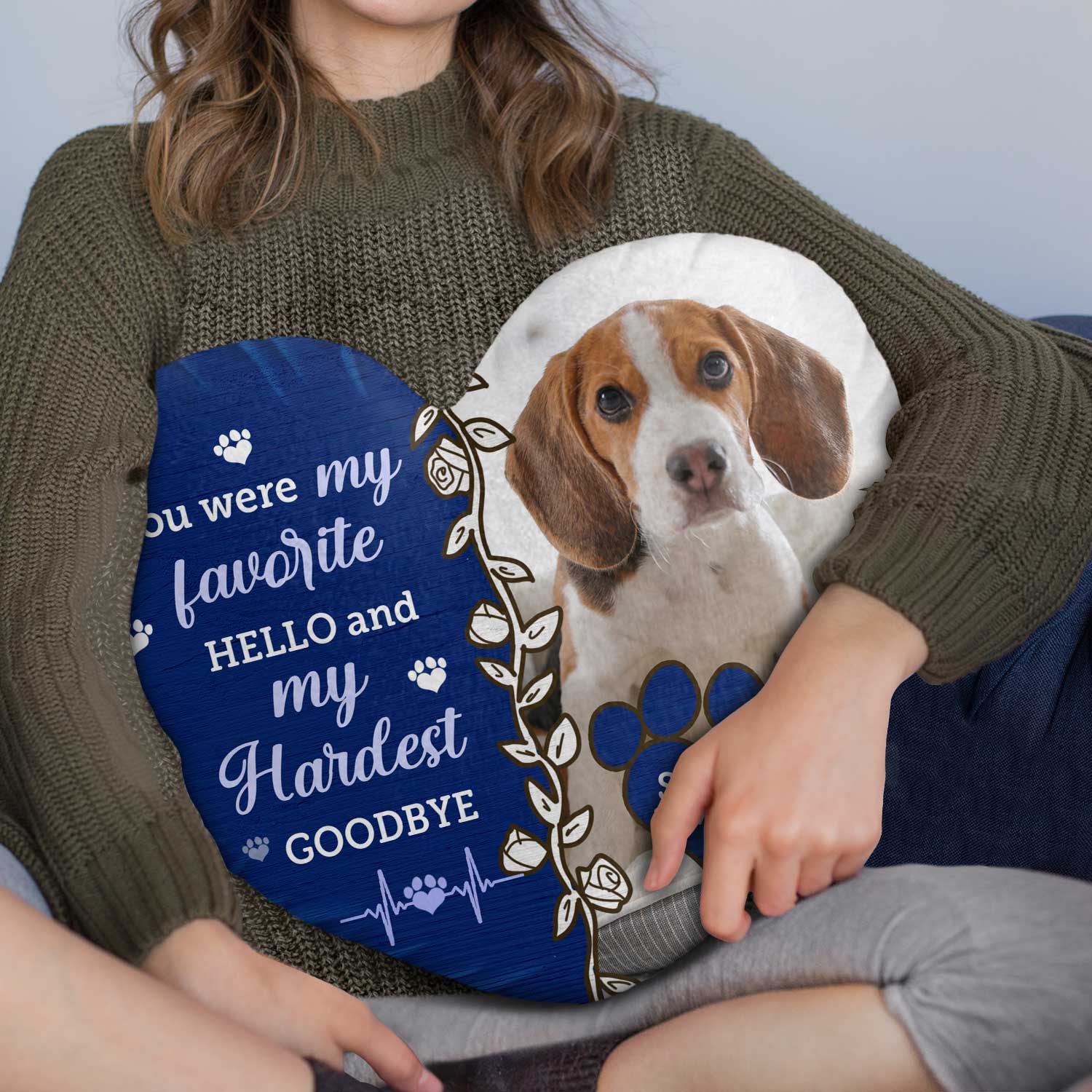 Custom Photo Dog Cat You Would Have Lived Forever - Pet Memorial Gift, Sympathy Gift - Personalized Heart Shaped Pillow - Image 3