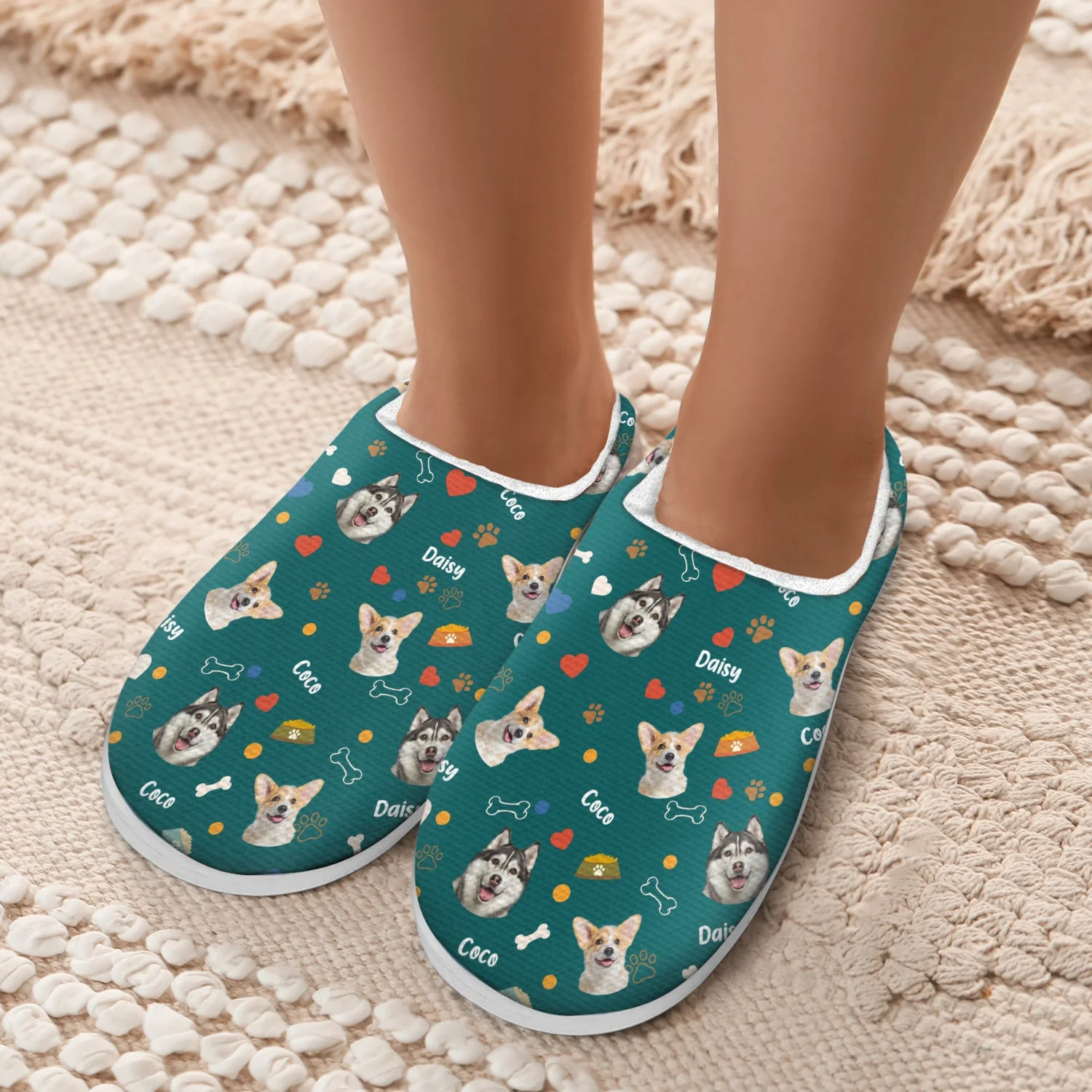 Custom Photo Dog Face - Gift For Dog Lovers - Personalized Fluffy Slippers - Image 6
