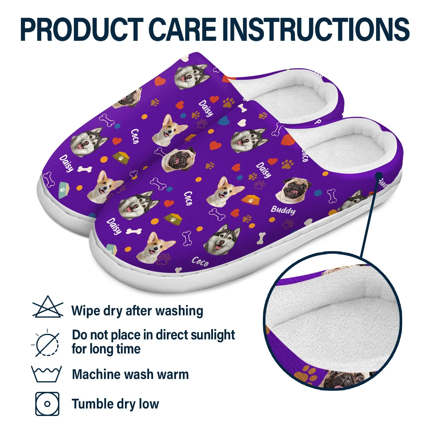 Custom Photo Dog Face - Gift For Dog Lovers - Personalized Fluffy Slippers - Image 7