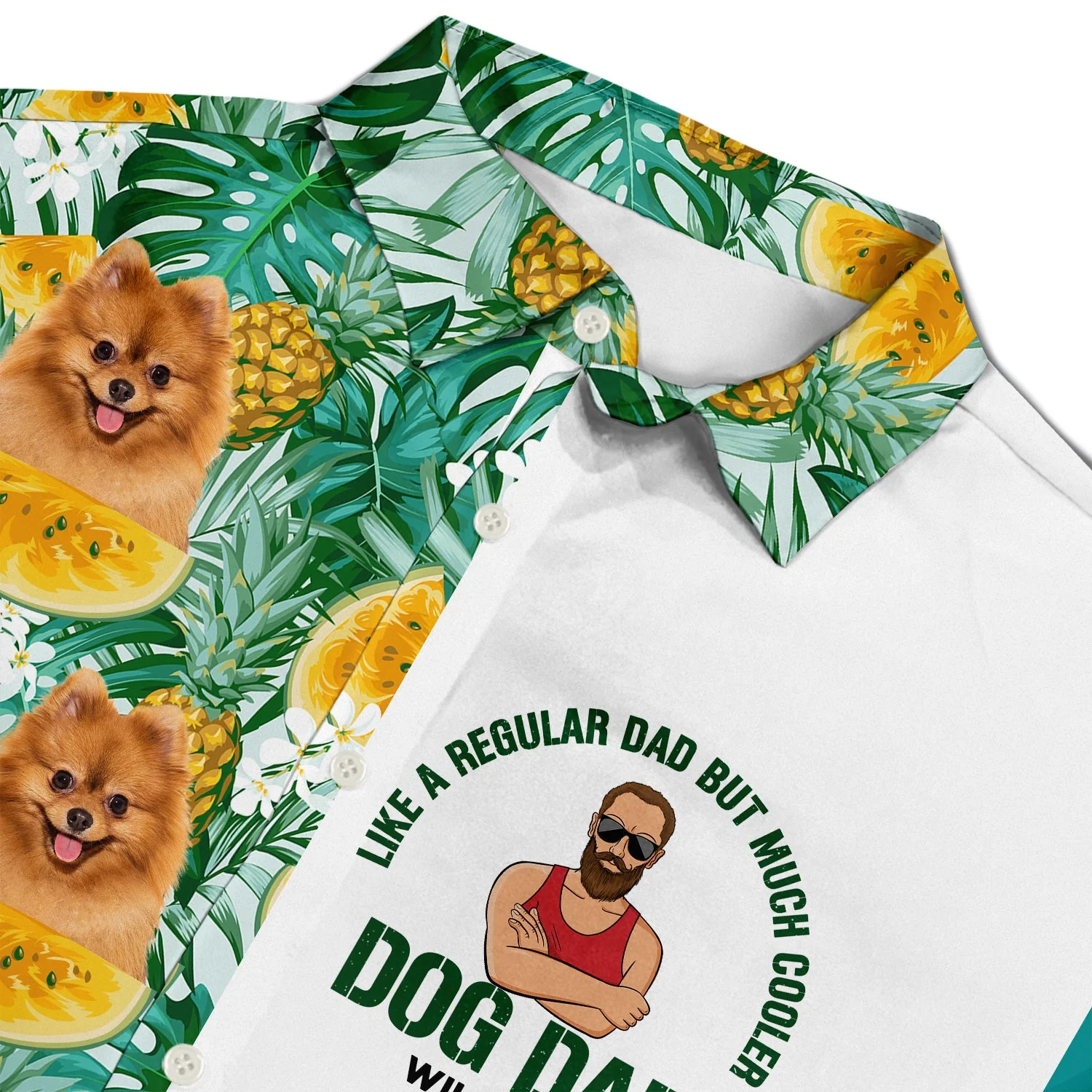 Custom Photo Dog Lovers Dog Dad Like A Regular Dad - Gift For Dog Lovers - Personalized Custom Hawaiian Shirt - Image 3