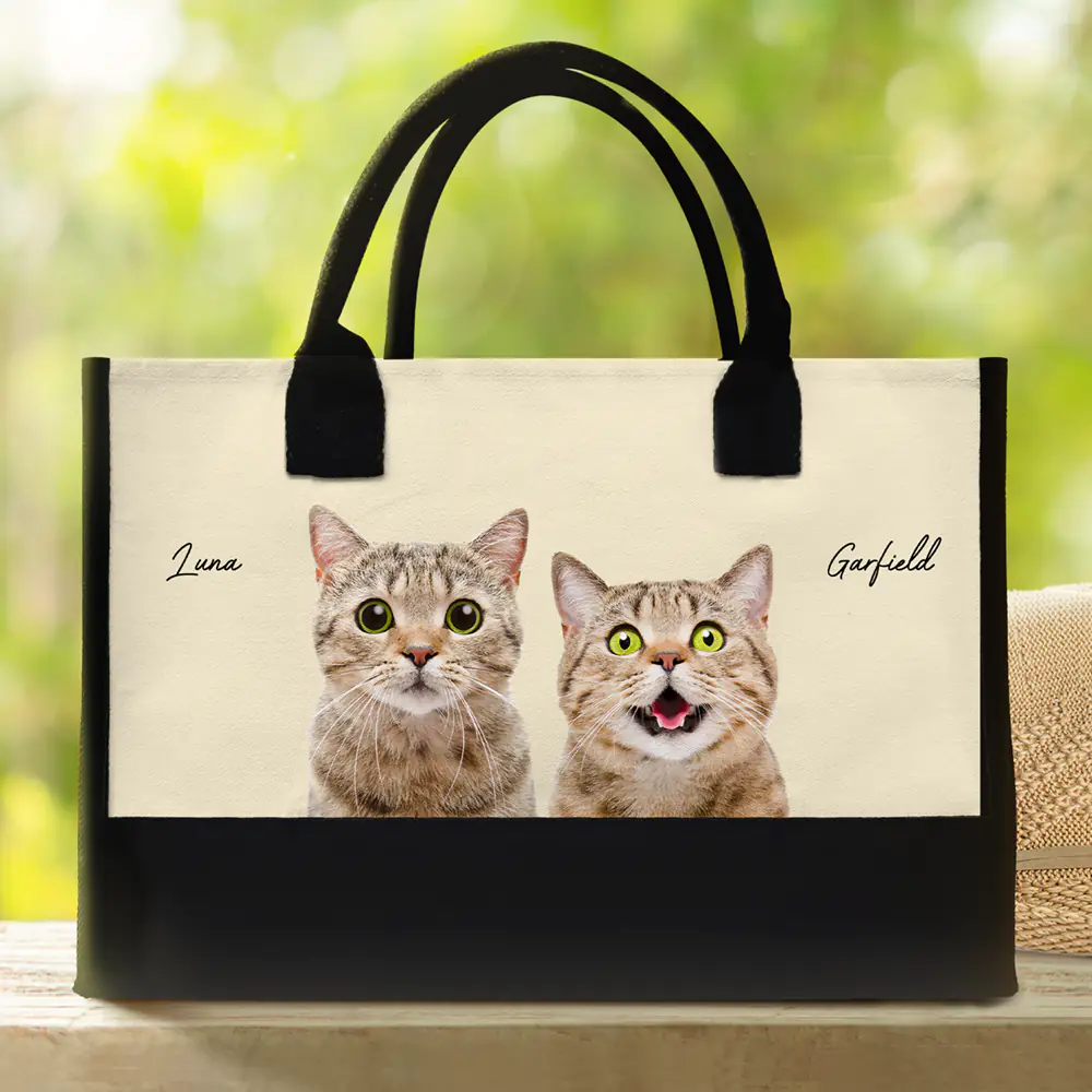 Custom Photo Dog Mom Cat Mom - Personalized Canvas Tote Bag - Image 3