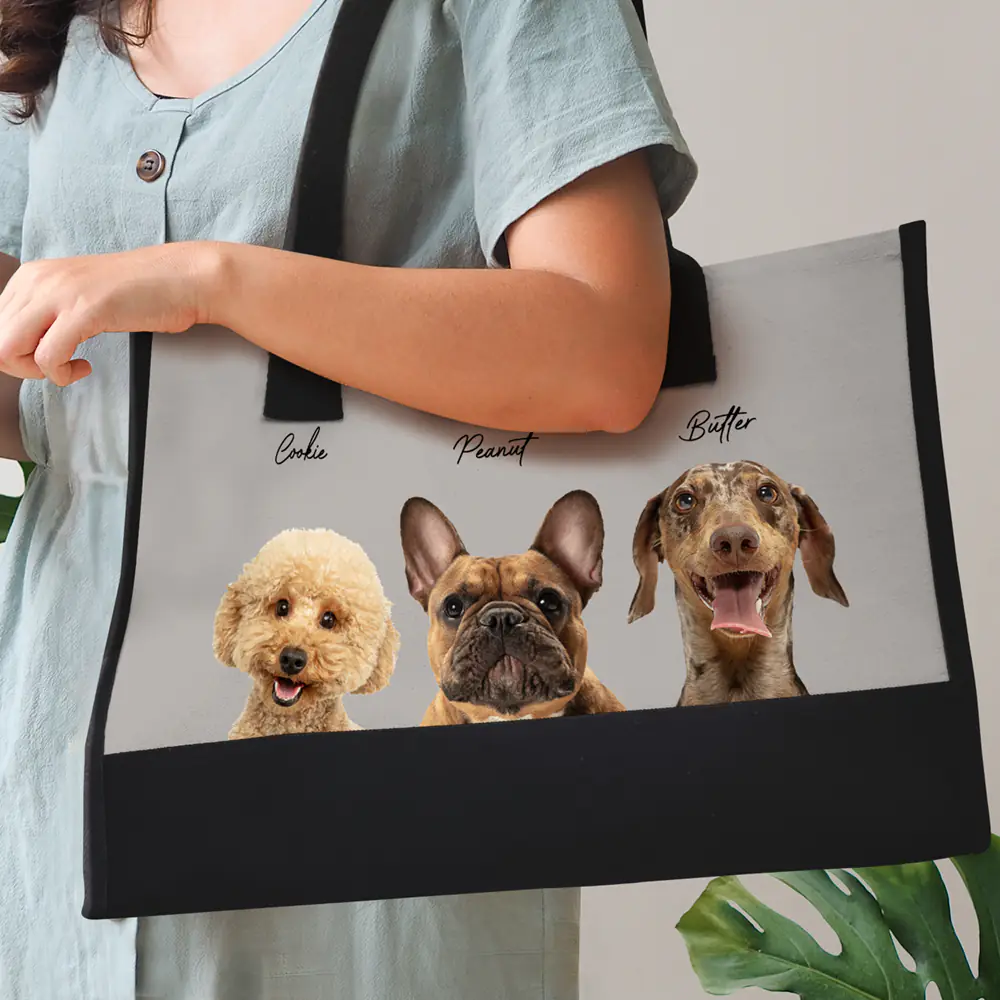 Custom Photo Dog Mom Cat Mom - Personalized Canvas Tote Bag - Image 4