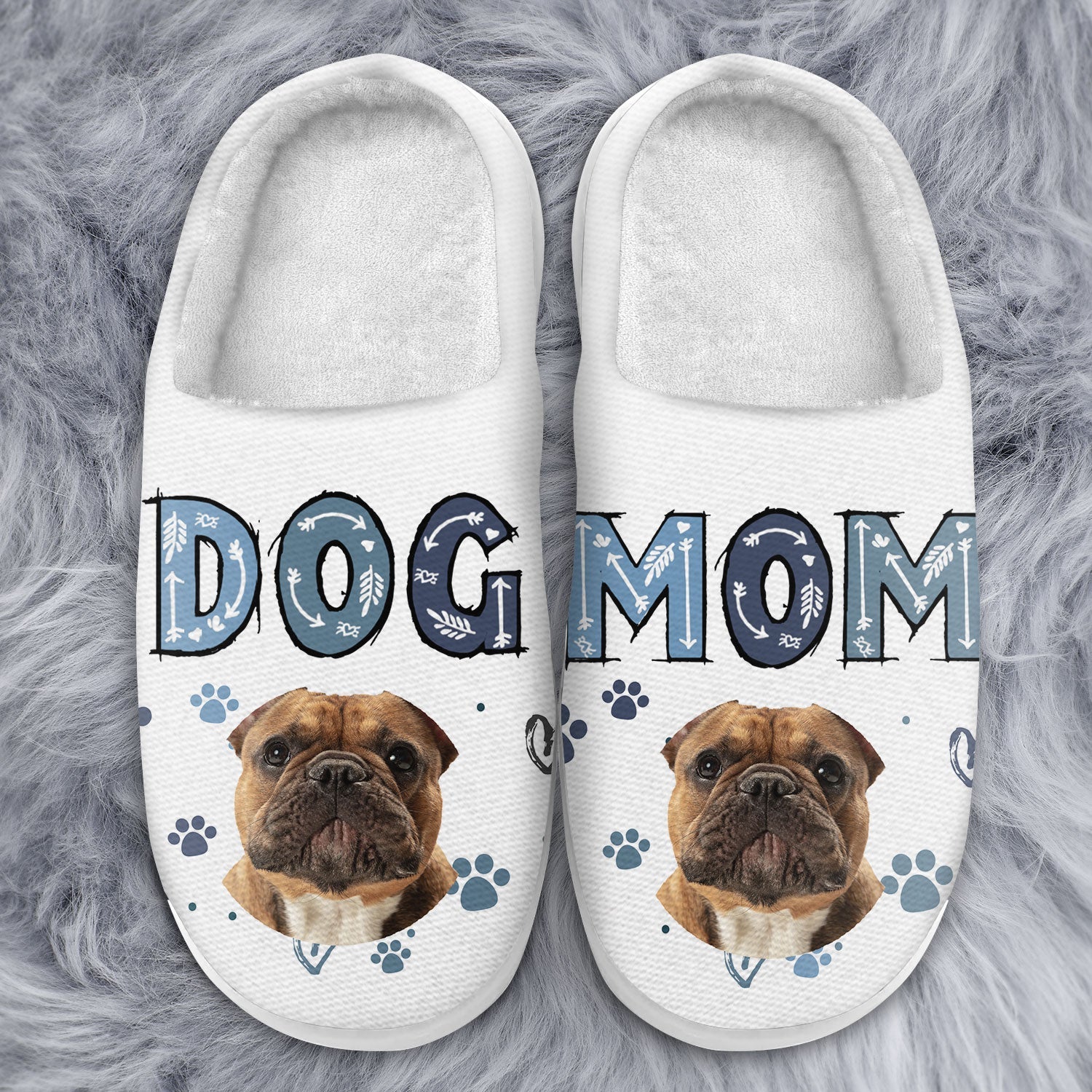 Custom Photo Dog Mom Dog Dad Cat Mom Cat Dad - Gift For Pet Lovers - Personalized Fluffy Slippers - Image 4