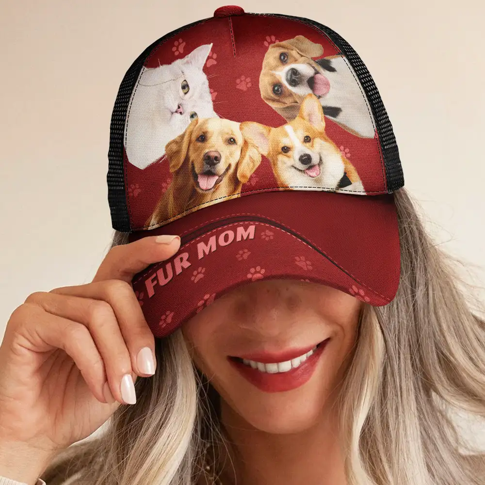 Custom Photo Dog Mom Dog Dad Cat Mom Cat Dad - Personalized Mesh-back Casual Cap - Image 6