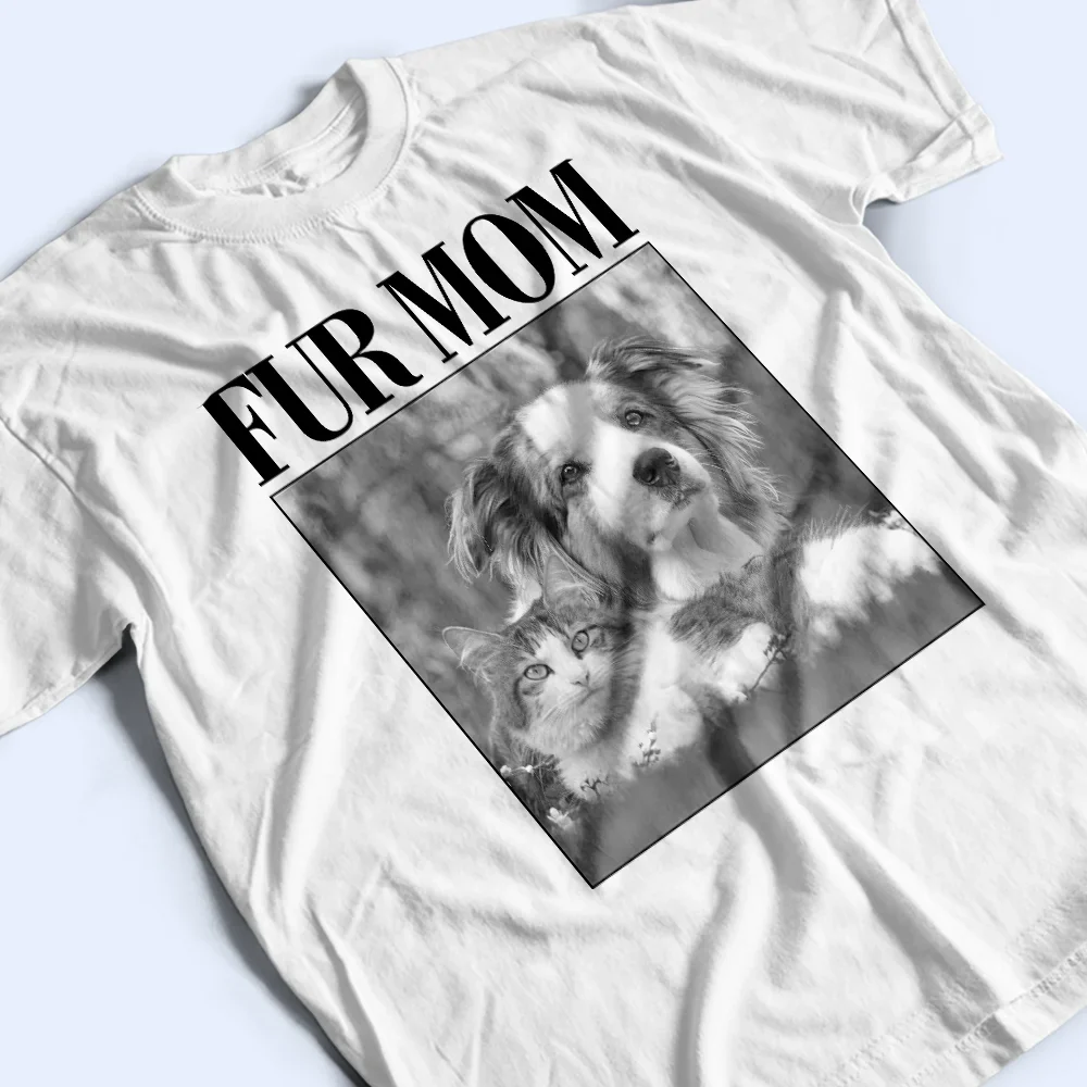 Custom Photo Dog Mom Dog Dad Grayscale Vintage - Personalized T Shirt - Image 3