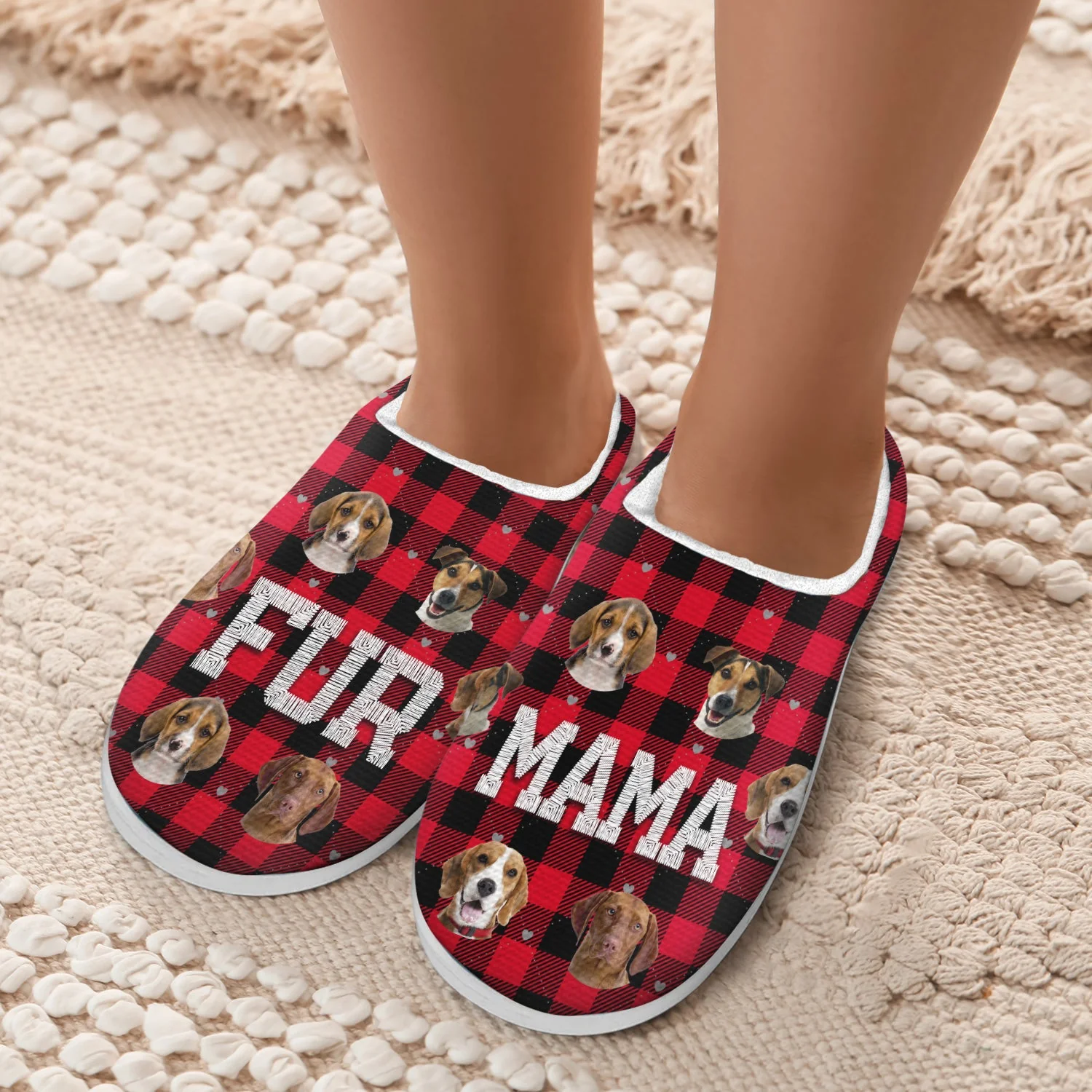 Custom Photo Dog Mom - Gift For Dog Lovers - Personalized Fluffy Slippers - Image 6