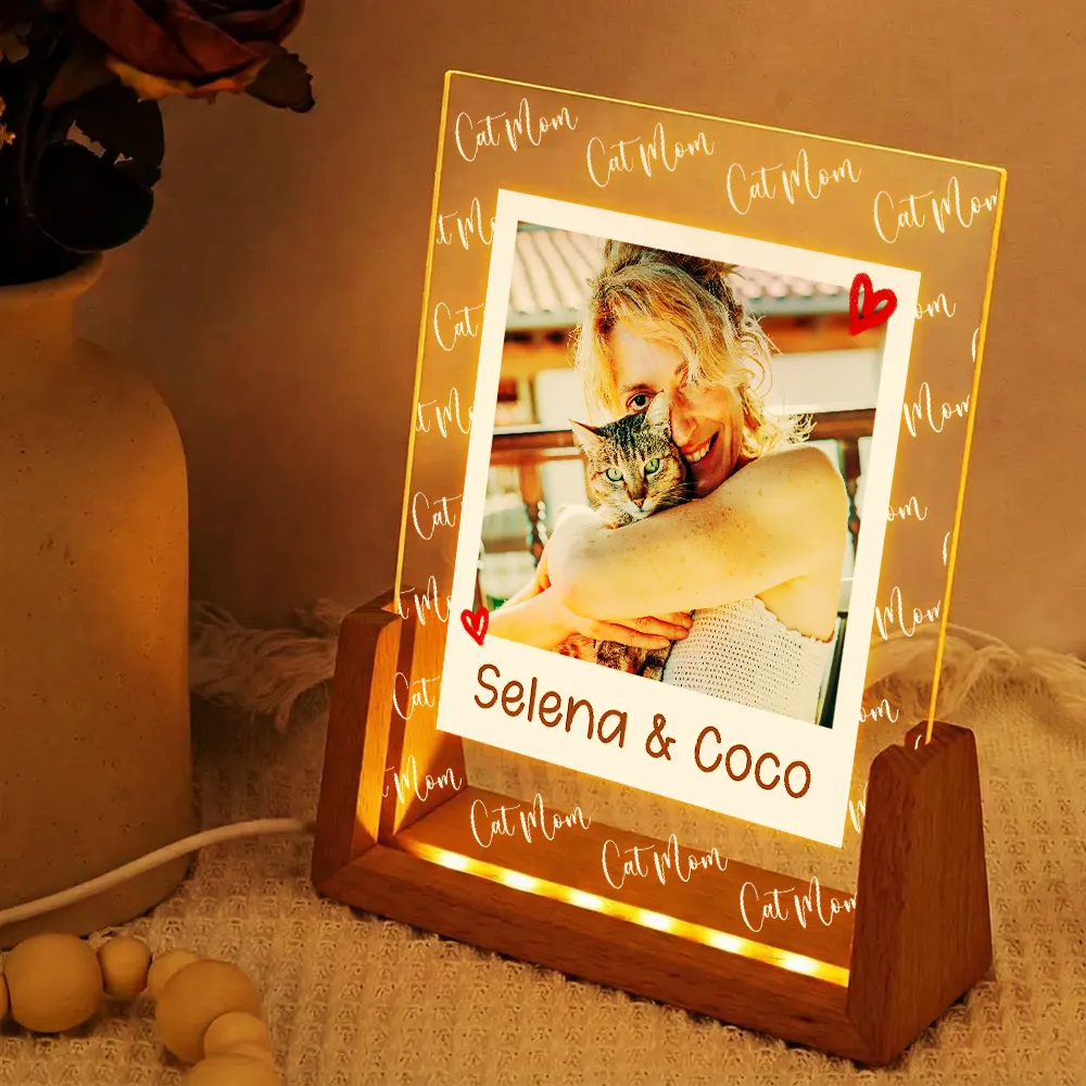 Custom Photo Dog Mom Pet Lover Polaroid Art Style - Personalized Night Light - Image 2