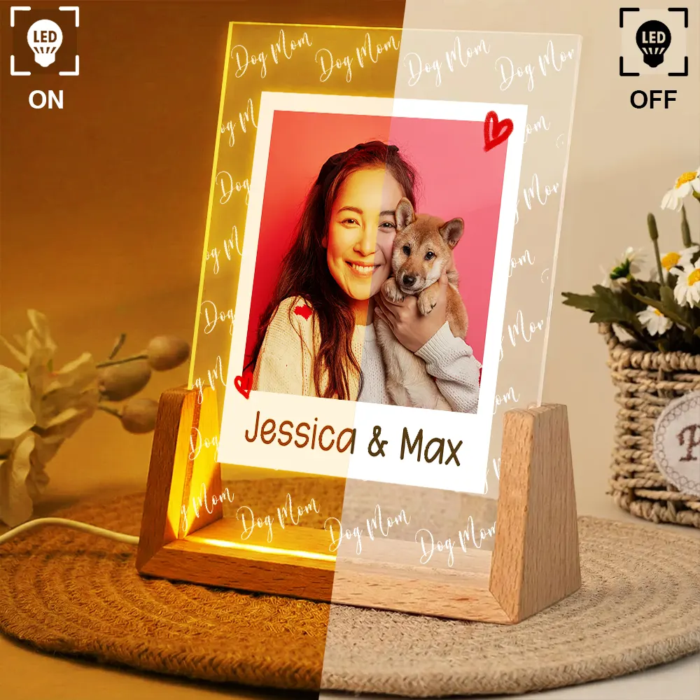 Custom Photo Dog Mom Pet Lover Polaroid Art Style - Personalized Night Light - Image 3