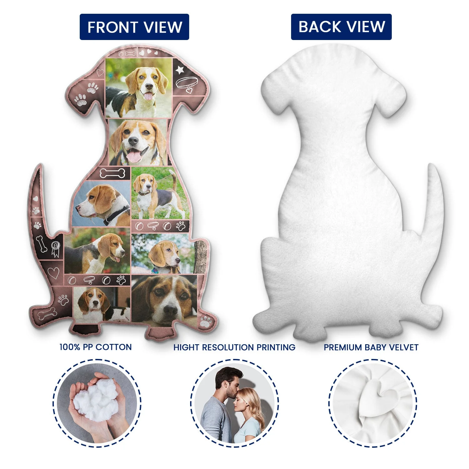 Custom Photo Dog Shape - Gift For Dog Lovers, Dog Mom, Dog Dad - Personalized Custom Shaped Pillow - Image 3