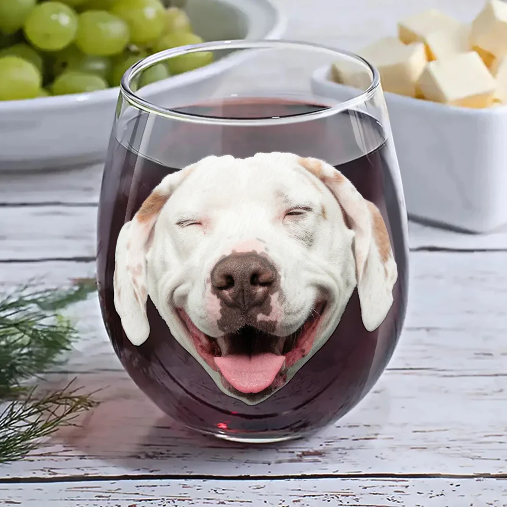 Custom Photo Dog & Wine Make Everything - Personalized Stemless Wine Glass - Image 6