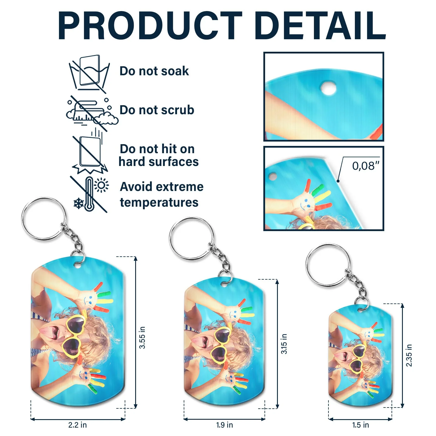 Custom Photo Don't Do Stupid - Gift From Mother, Father To Kids - Personalized Aluminum Keychain - Image 5