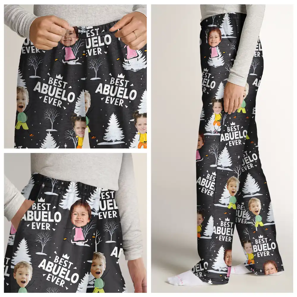 Custom Photo Doodle Kids Best Dad Grandpa Ever - Personalized Pajama Pants - Image 8