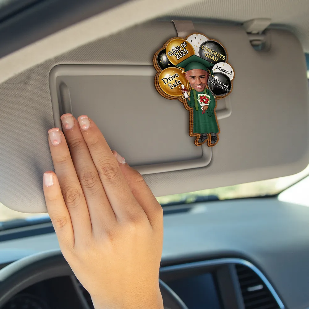 Custom Photo Drive Safe Congrats Grad - Personalized Custom Shaped Car Visor Clip - Image 5