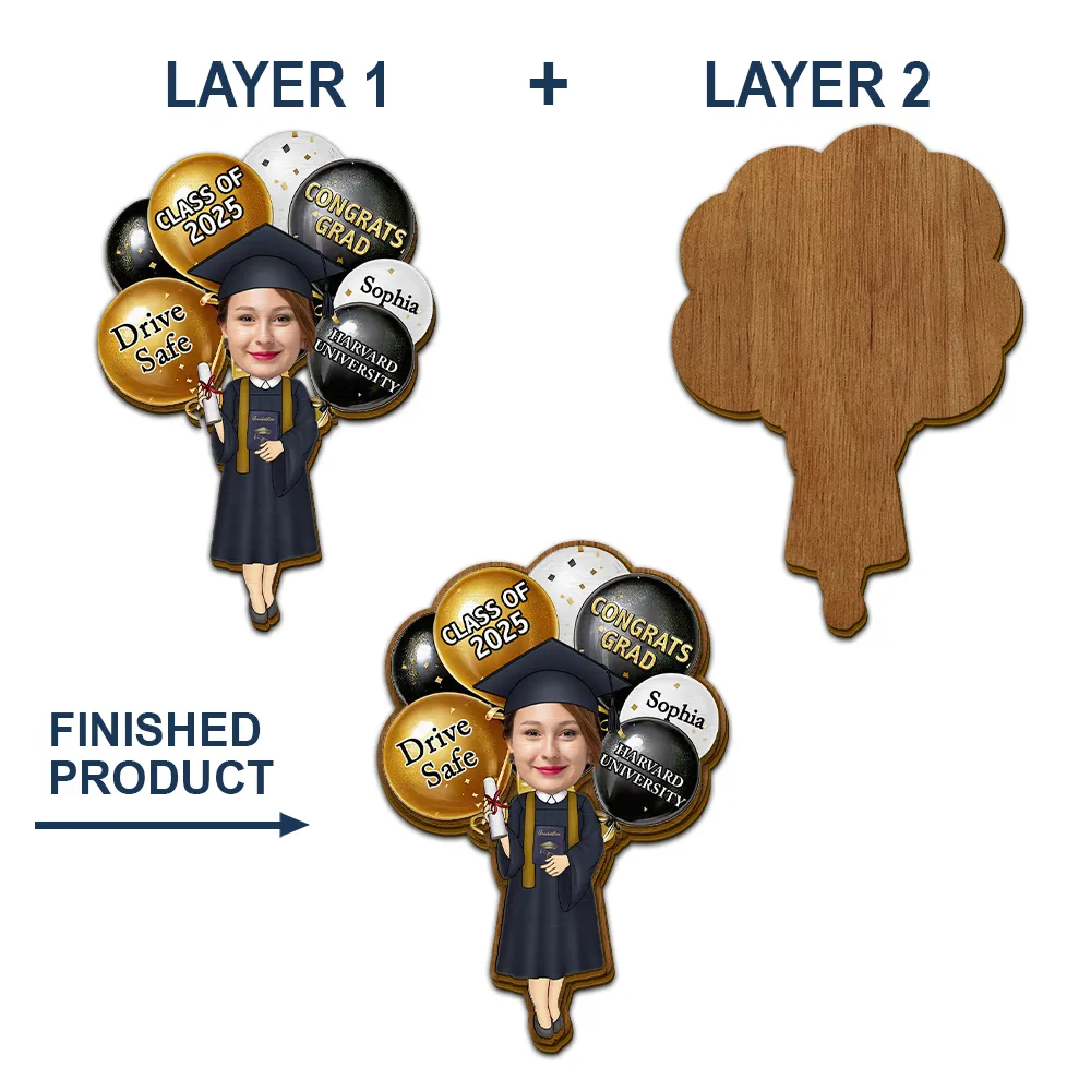 Custom Photo Drive Safe Congrats Grad - Personalized Custom Shaped Car Visor Clip - Image 6