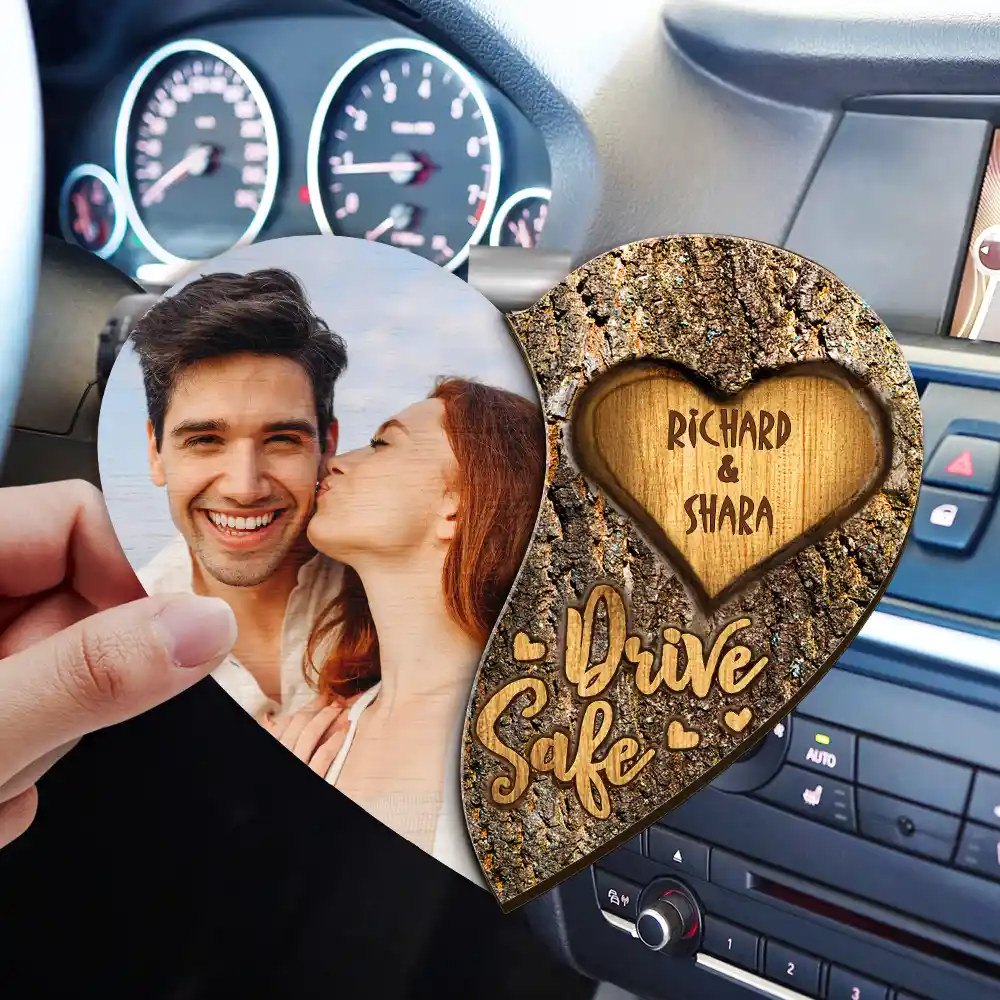 Custom Photo Drive Safe Couple Names - Personalized Custom Shaped Car Visor Clip - Image 3