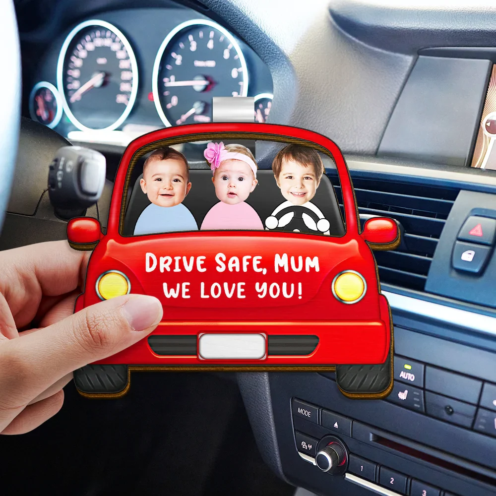 Custom Photo Drive Safe Dad Funny Kids - Personalised Custom Shaped Car Visor Clip - Image 4