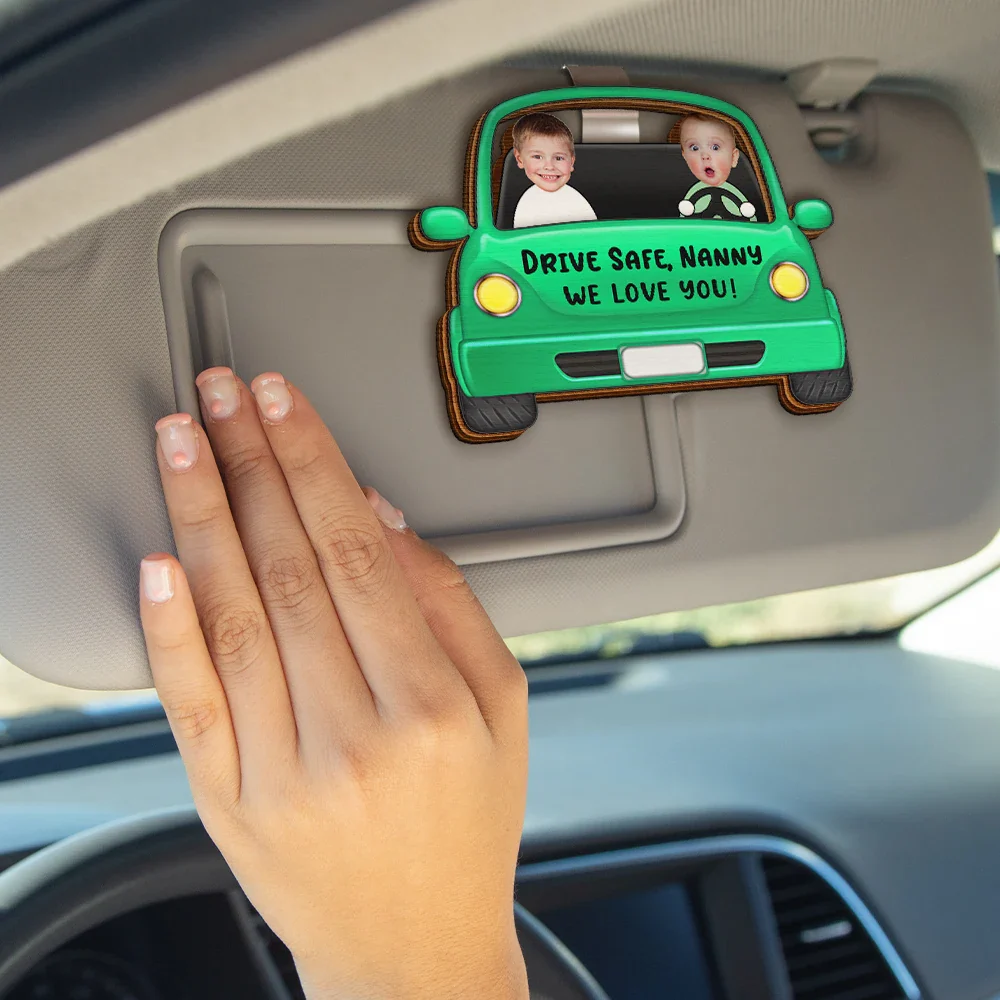 Custom Photo Drive Safe Dad Funny Kids - Personalised Custom Shaped Car Visor Clip - Image 5