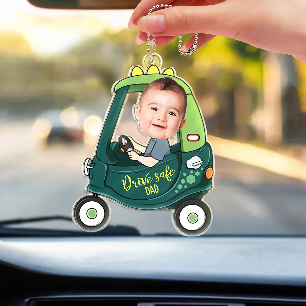 Custom Photo Drive Safe Dad Grandad - Personalised Acrylic Car Hanger - Image 4