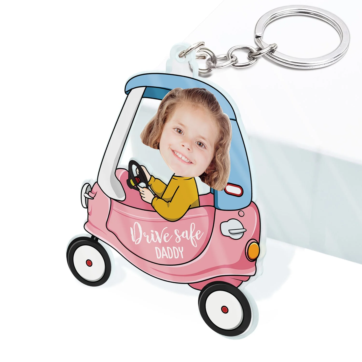 Custom Photo Drive Safe Daddy - Birthday, Loving Gift For Dad, Father, Papa, Grandpa - Personalized Acrylic Keychain - Image 3