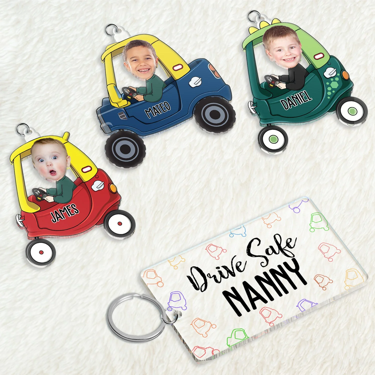 Custom Photo Drive Safe Daddy - Birthday, Loving Gift For Dad, Father, Papa, Grandpa - Personalized Acrylic Tag Keychain - Image 4
