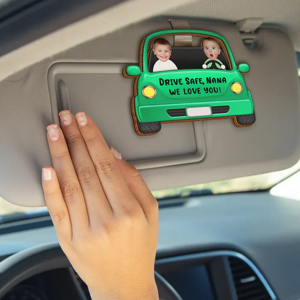 Custom Photo Drive Safe Daddy Funny Kids - Personalized Custom Shaped Car Visor Clip - Image 5