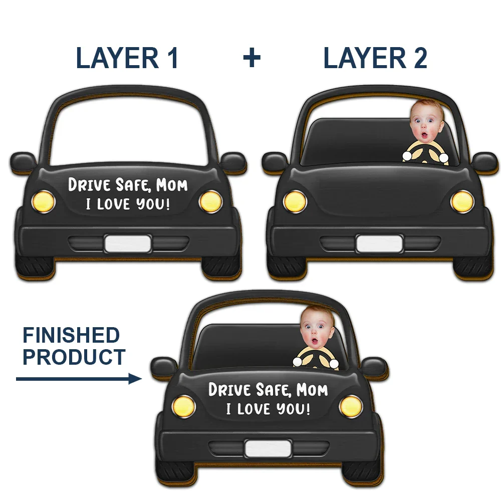 Custom Photo Drive Safe Daddy Funny Kids - Personalized Custom Shaped Car Visor Clip - Image 6