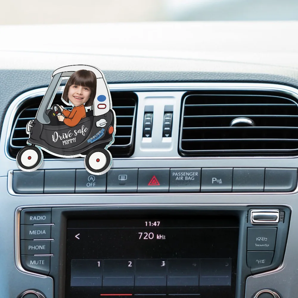 Custom Photo Drive Safe Daddy Grandpa Fun Little Kid - Personalized Acrylic Car Vent Clip - Image 3