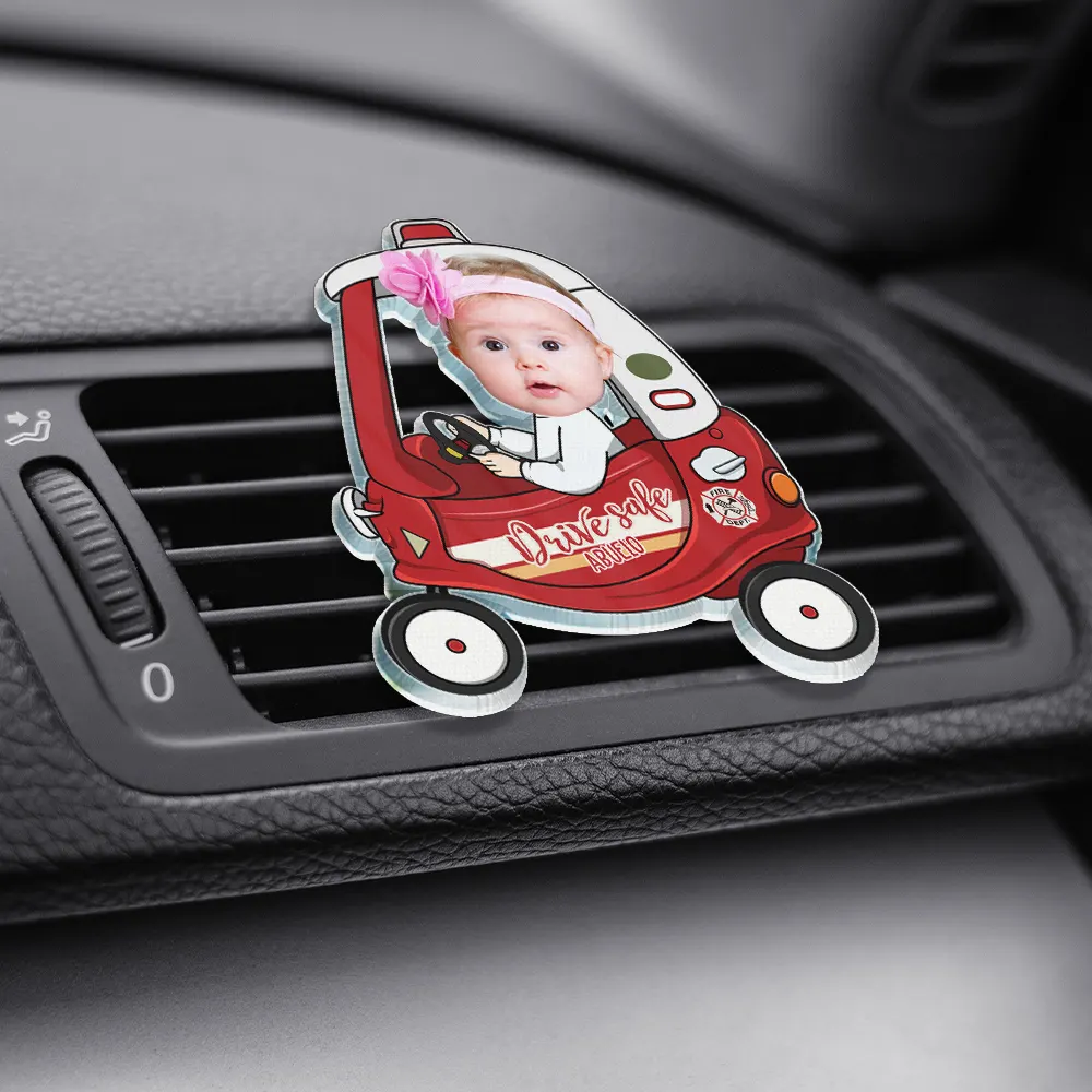 Custom Photo Drive Safe Daddy Grandpa Fun Little Kid - Personalized Acrylic Car Vent Clip - Image 4