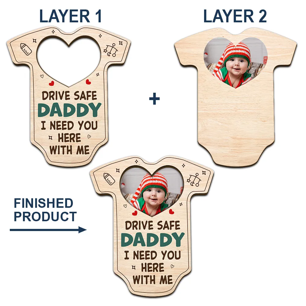 Custom Photo Drive Safe Daddy I Need You Here With Me - Personalized Custom Shaped Car Visor Clip - Image 4