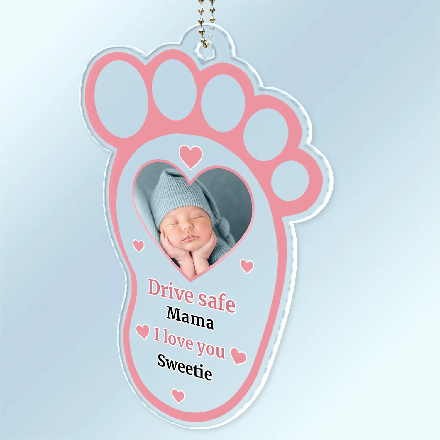 Custom Photo Drive Safe Daddy Mommy - Gift For Father, Mother, Grandpa, Grandma - Personalized Acrylic Car Hanger - Image 2