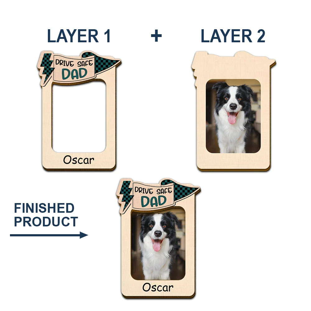 Custom Photo Drive Safe Daddy Papa Love From Kid And Pet - Personalized Custom Shaped Car Visor Clip - Image 5