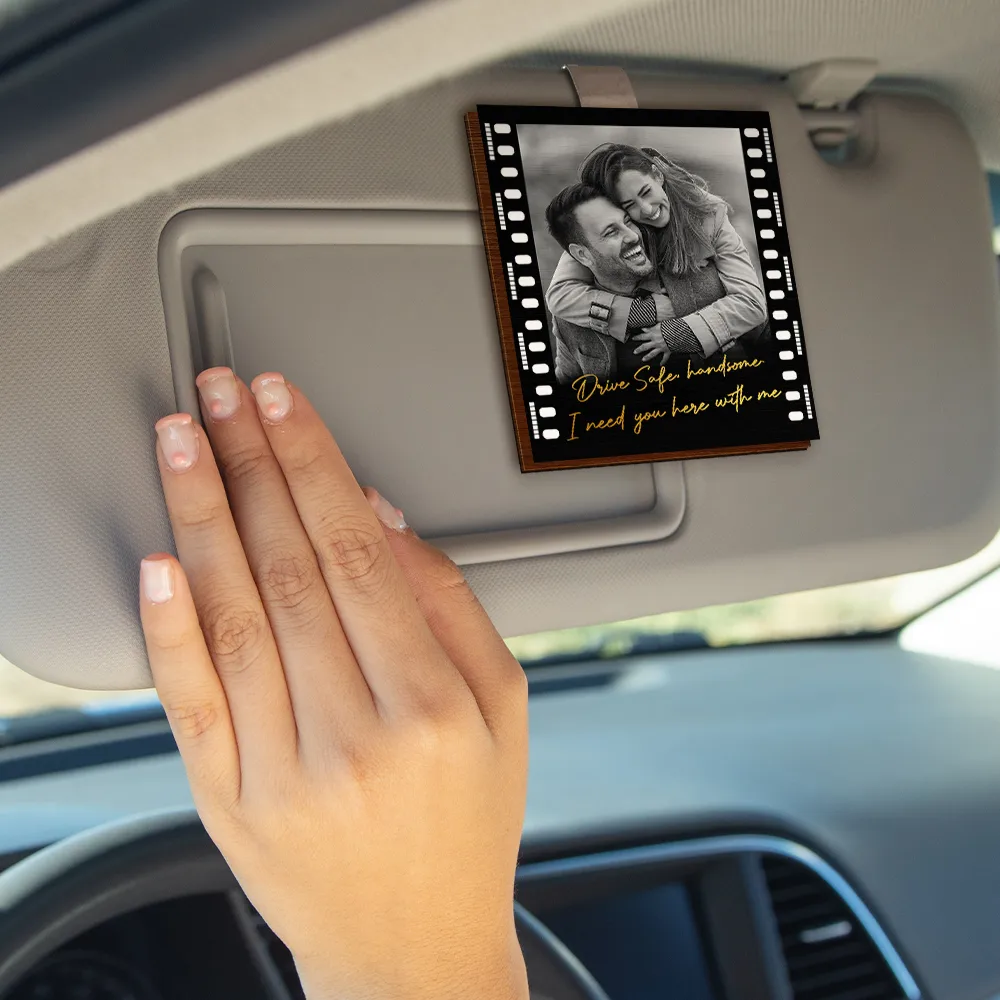Custom Photo Drive Safe Handsome I Love You Couple - Personalized Custom Shaped Car Visor Clip - Image 4