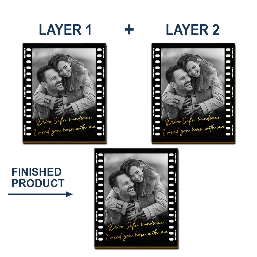 Custom Photo Drive Safe Handsome I Love You Couple - Personalized Custom Shaped Car Visor Clip - Image 5