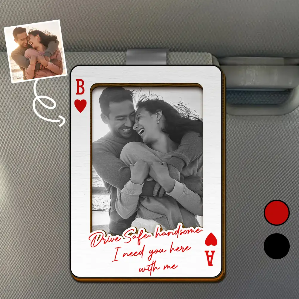 Custom Photo Drive Safe Handsome Playing Card - Personalized Custom Shaped Car Visor Clip - Image 2
