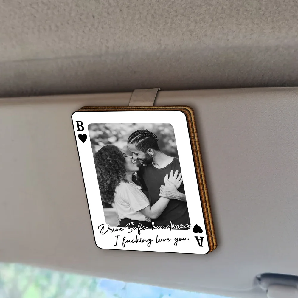 Custom Photo Drive Safe Handsome Playing Card - Personalized Custom Shaped Car Visor Clip - Image 3