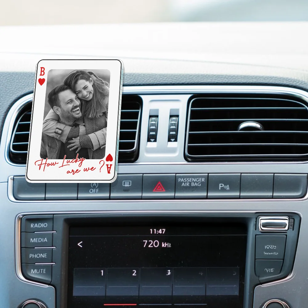 Custom Photo Drive Safe Handsome Playing Card - Personalized Acrylic Car Vent Clip - Image 2