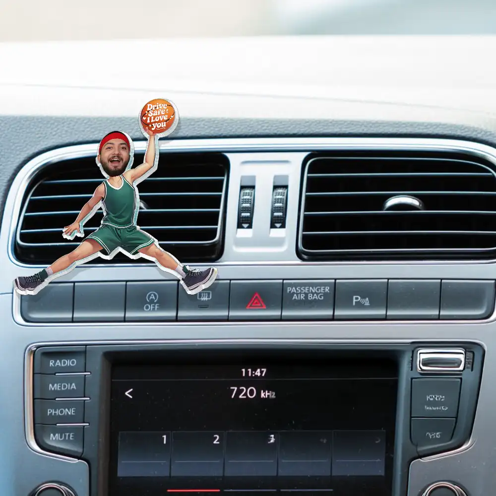 Custom Photo Drive Safe Have Fun Basketball Players - Personalized Acrylic Car Vent Clip - Image 3
