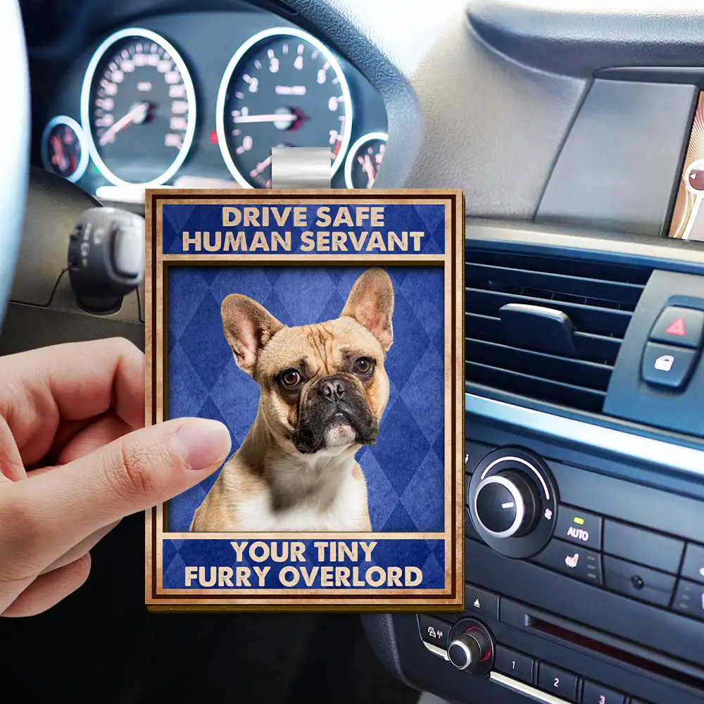 Custom Photo Drive Safe Human Servant Vintage - Personalized Custom Shaped Car Visor Clip - Image 4