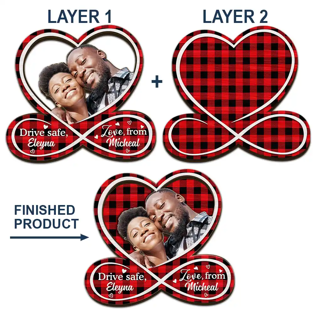 Custom Photo Drive Safe Husband Love From Wife - Personalized Custom Shaped Car Visor Clip - Image 5