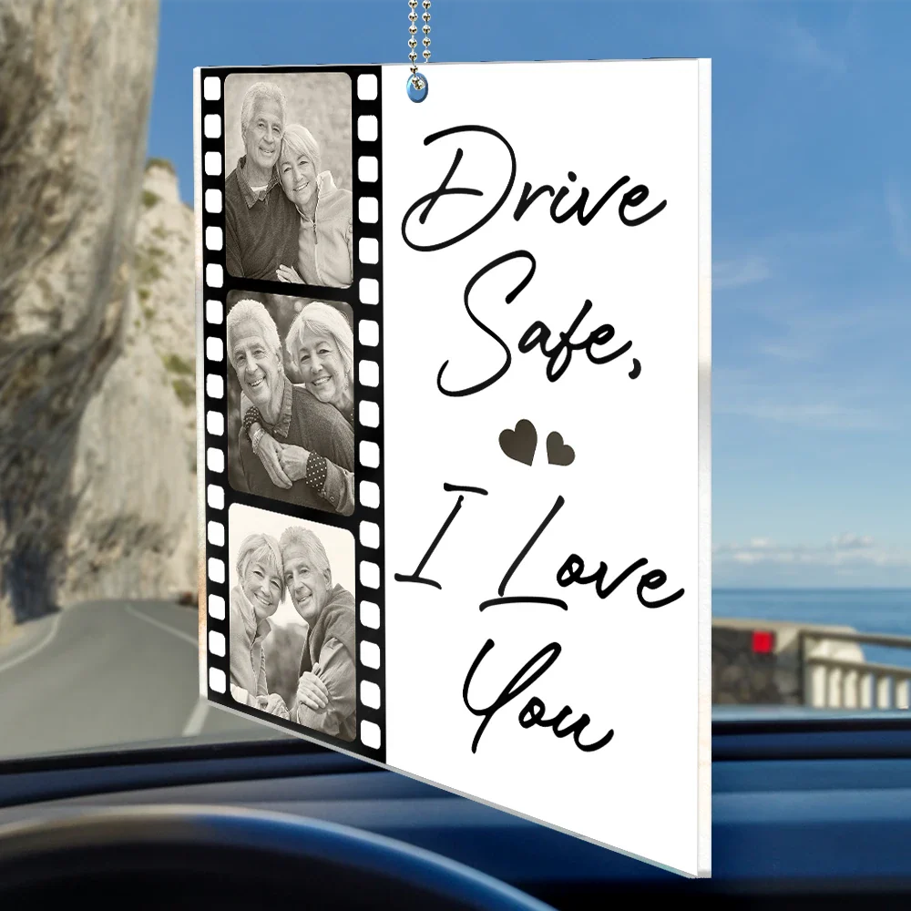 Custom Photo Drive Safe I Love You Couples Film Roll - Personalized Acrylic Car Hanger - Image 2